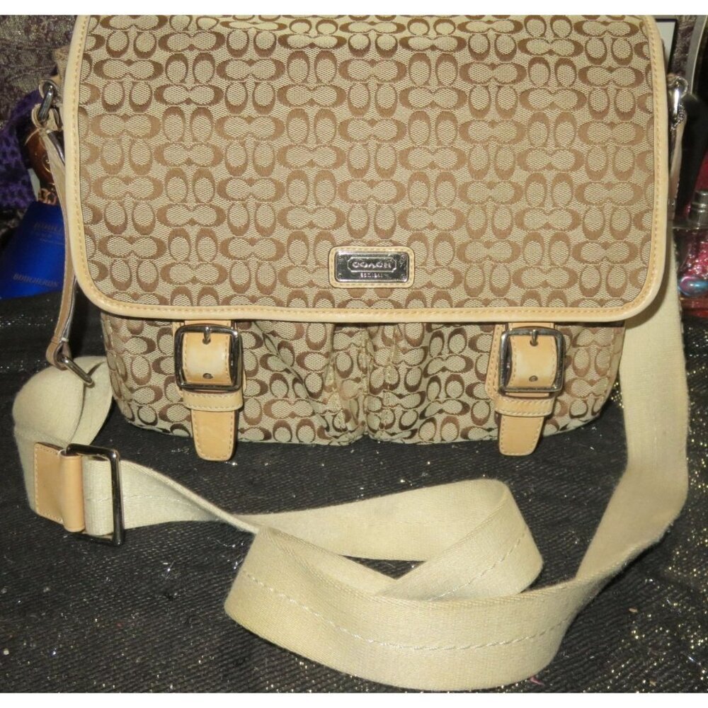 Coach 2011 Signature C Jacquard & Leather Trim Messenger Satchel Crossbody 70283 - Picture 1 of 13